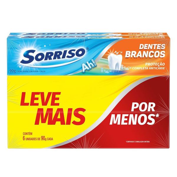 Creme Dental Sorriso Dentes Brancos 90g Promo Leve Mais por Menos 6un