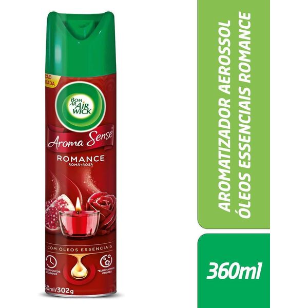 Aromatizador Bom Ar Aerossol Aroma Sense Romance 360ml Aromatizador Bom Ar Aerossol Aroma Sense Romance 360ml