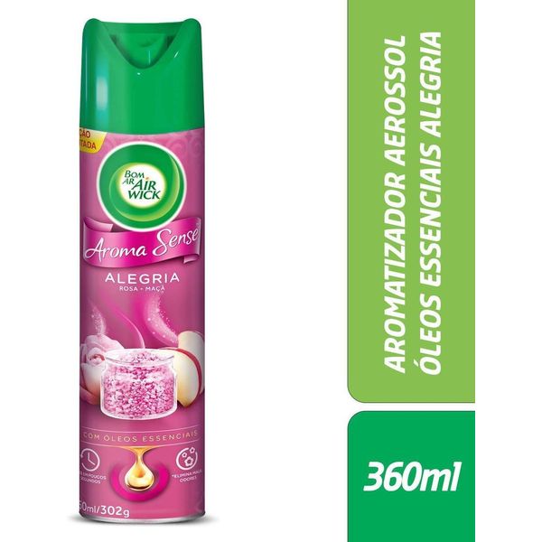 Aromatizador Bom Ar Aerossol Aroma Sense Alegria 360ml Aromatizador Bom Ar Aerossol Aroma Sense Alegria 360ml