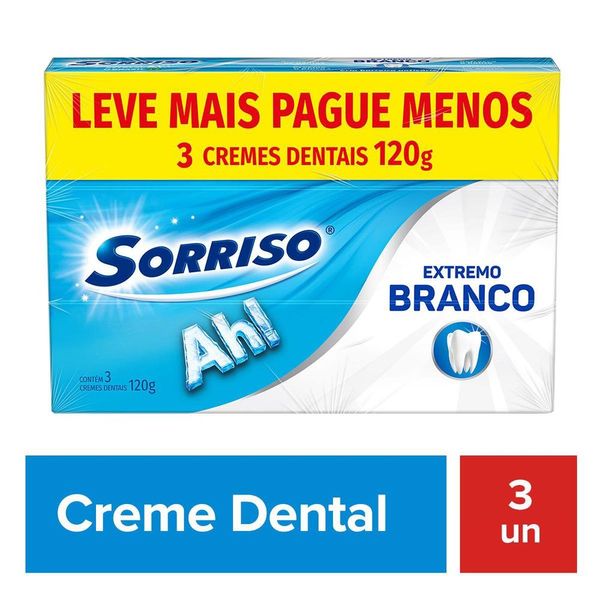 Creme Dental Sorriso Extremo Branco 70g Embalagem economica com 3 unidades