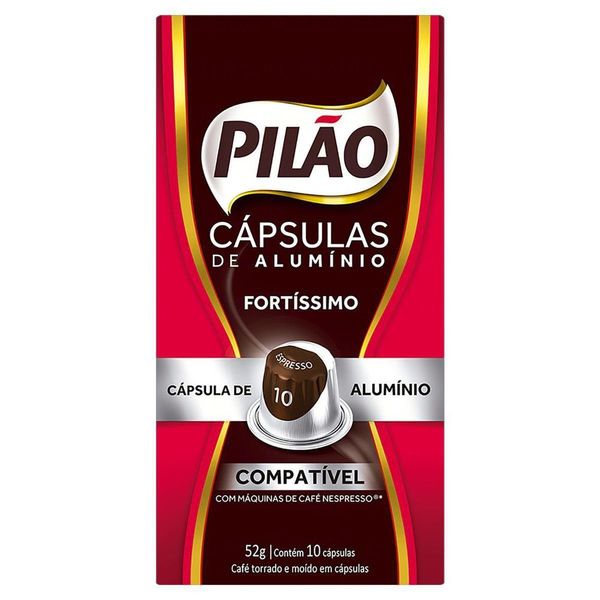 Café em Cápsulas de Torrado e moído Pilão Fortíssimo 10  - 52g com 10 Cápsulas