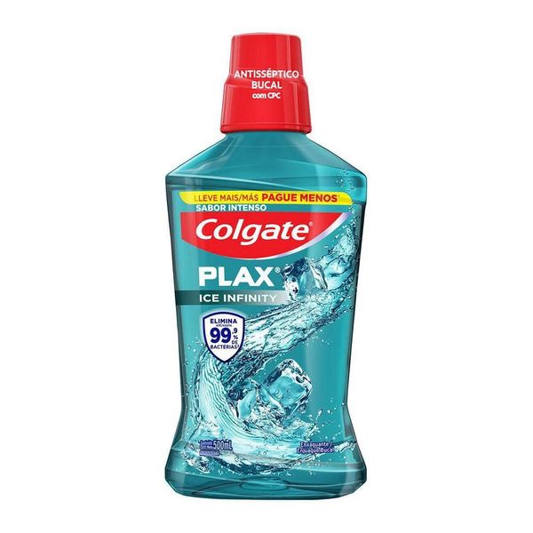 Enxaguante Bucal Refrescância Colgate Plax Ice Infinity 500mL Leve 500ml Pague 350ml