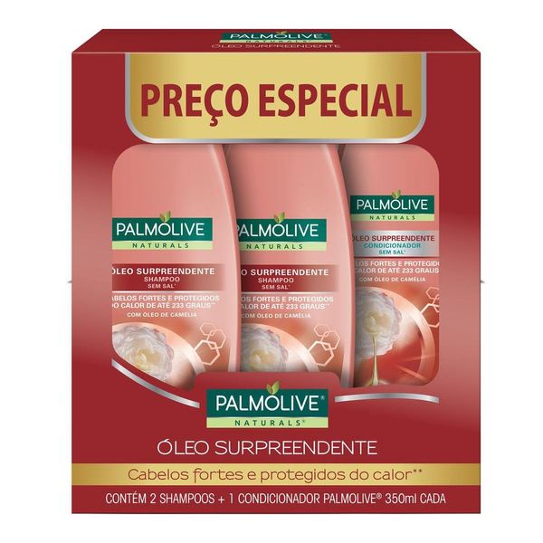Shampoo Palmolive Naturals Óleo Surpreendente 350ml Promo Leve 2 Shampoos + 1 Condicionador