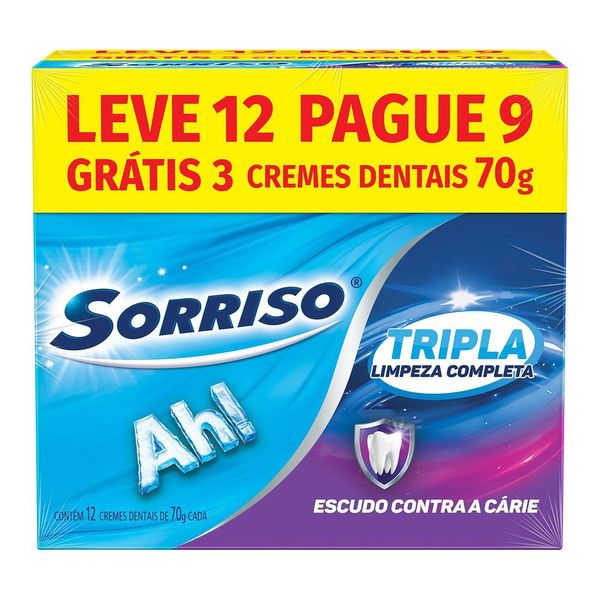 Creme Dental Sorriso Tripla Limpeza Completa 70g Promo Leve 12 Pague 9
