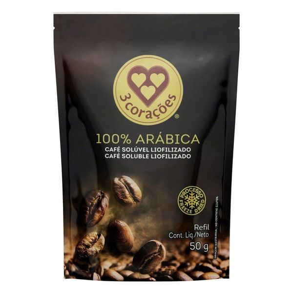 Café Solúvel Liofilizado 3 Corações Sache 50g