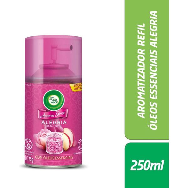 Aromatizador de Ambiente Bom Ar Automático Aerossol Freshmatic Aroma Sense Alegria Refil 250ml