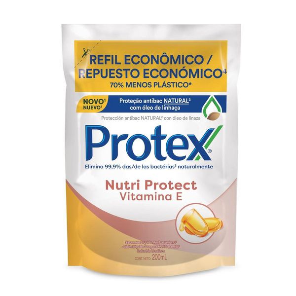 Sabonete Líquido Antibacteriano Para as Mãos Protex Nutri Protect Vitamina E 200ml