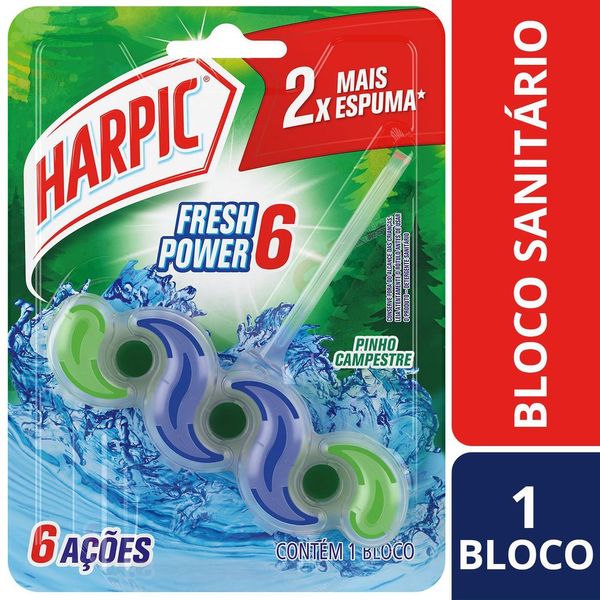 Bloco Sanitário Harpic Fresh Power 6 Pinho Bloco Sanitário Harpic Fresh Power 6 Pinho