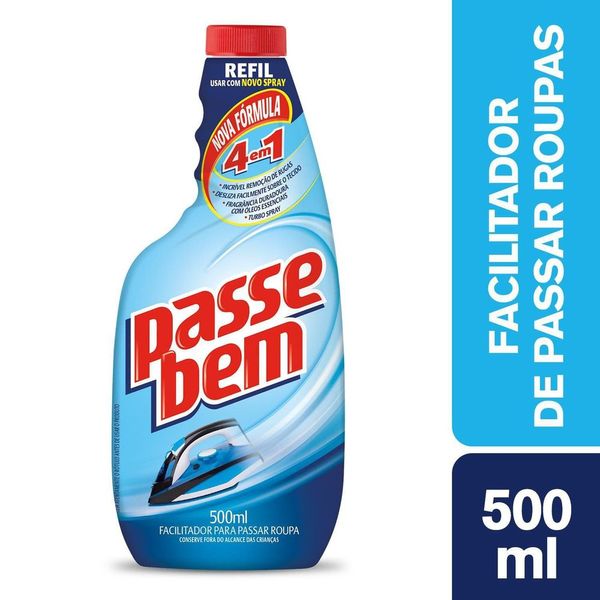 Facilitador de Passar Roupas Passe Bem 4 em 1 Refil 500ml
