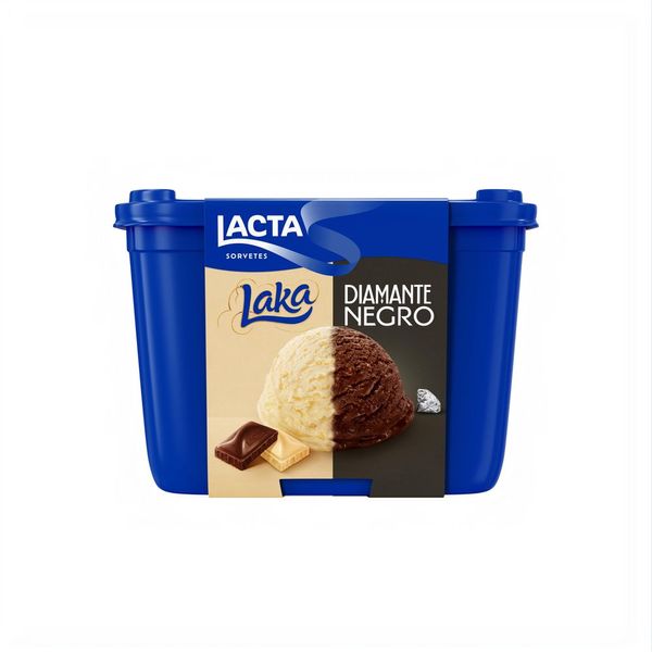 Sorvete Diamante Negro Chocolate + Laka Chocolate Branco Lacta Pote 1,5L