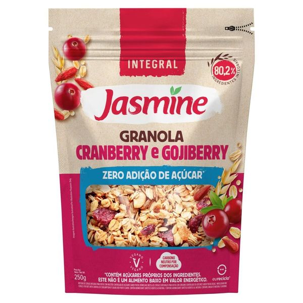 Granola Integral Cranberry e Gojiberry Zero Açúcar Jasmine 250g