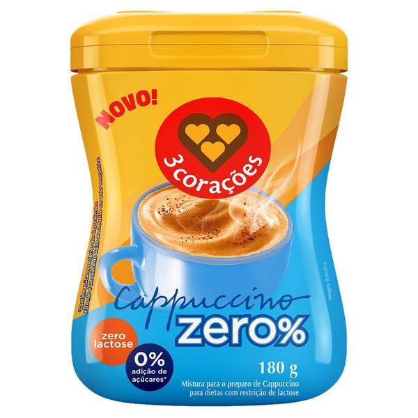 Cappuccino Solúvel Zero Lactose Balance 3 Corações Pote 180g