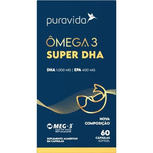 Suplemento alimentar Puravida Ômega 3 DHA 60 cápsulas