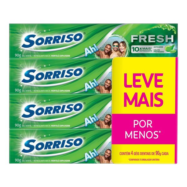 Creme Dental Sorriso Fresh Hortelã Expolsion 4 un Promo Embalagem economica com 4 unidades