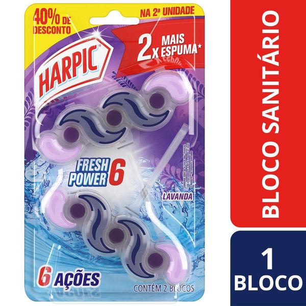 Bloco Sanitário Harpic Fresh Power 6 Lavanda - 2 unidades Bloco Sanitário Harpic Fresh Power 6 Lavanda - 2 unidades