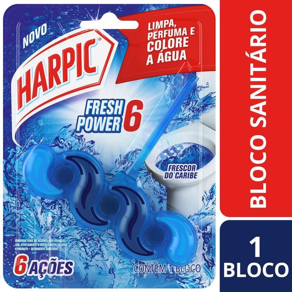 Bloco Sanitário Harpic Fresh Power 6 Frescor do Caribe Bloco Sanitário Harpic Fresh Power 6 Frescor do Caribe