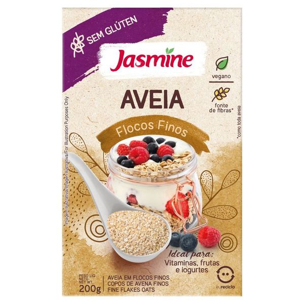 Aveia em Flocos Finos sem Glúten Jasmine 200g