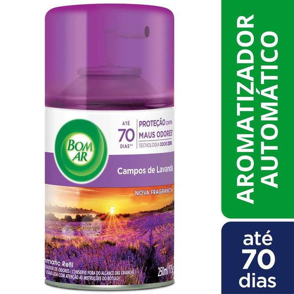 Aromatizador de Ambiente Bom Ar Automático Aerossol Freshmatic Campos de Lavanda Refil 250ml