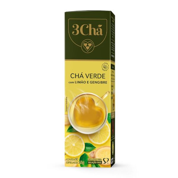 Capsula de Chá Verde com Limão e Gengibre 3 Corações 10 unid