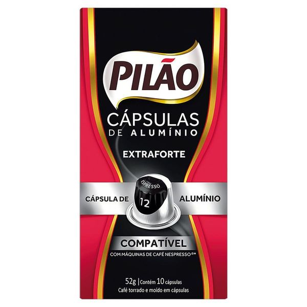 Café em Cápsula Torrado e Moído Espresso Extraforte Pilão Caixa 52g 10 Unidades