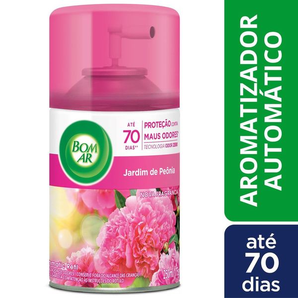 Aromatizador de Ambiente Bom Ar Automático Aerossol Freshmatic Jardim de Peônia Refil 250ml