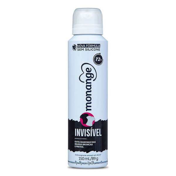 Desodorante Aerossol Antitranspirante Monange Feminino Invisível 150ml
