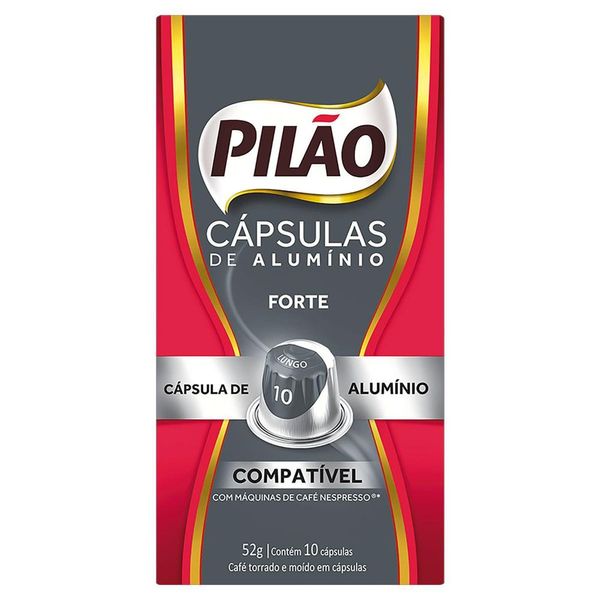 Café em Cápsula Torrado e Moído Lungo Forte Pilão Caixa 52g 10 Unidades