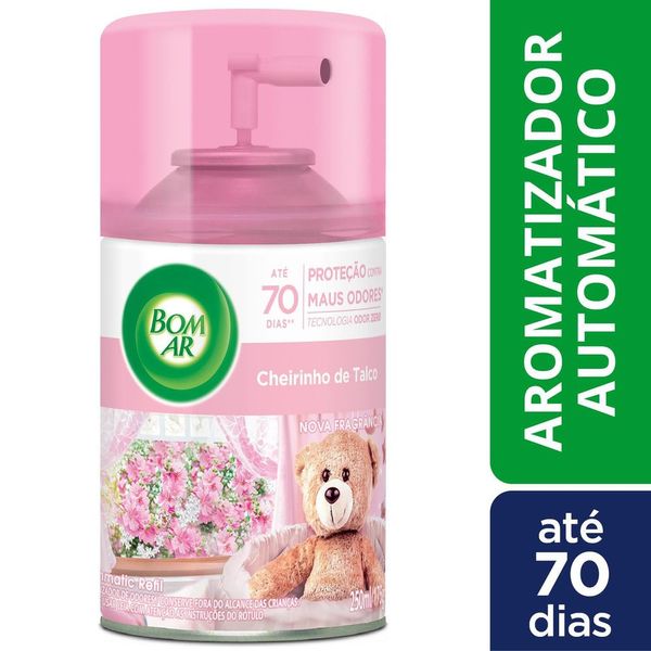 Aromatizador de Ambiente Bom Ar Automático Aerossol Freshmatic Cheirinho de Talco Refil 250ml