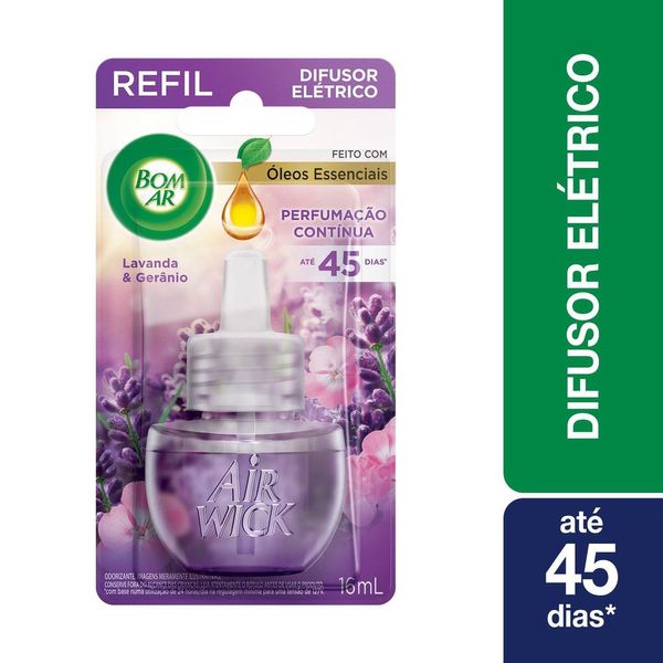 Difusor Elétrico Bom Ar Lavanda e Gerânio Refil 16ml