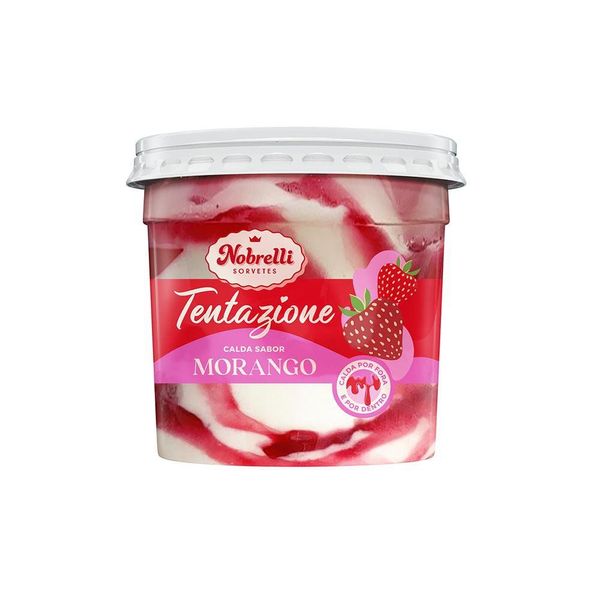 Sorvete Tentazione Baunilha com Calda de Morango Nobrelli Pote 1,5L