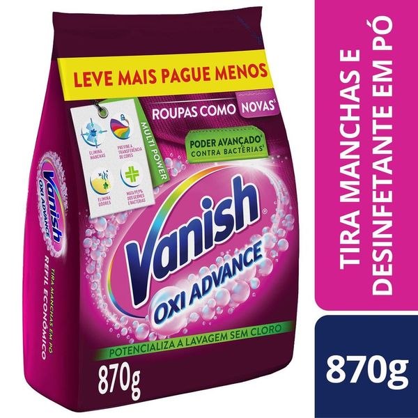 Tira Manchas Vanish em Pó Oxi Advance para roupas coloridas Refil Econômico 870g