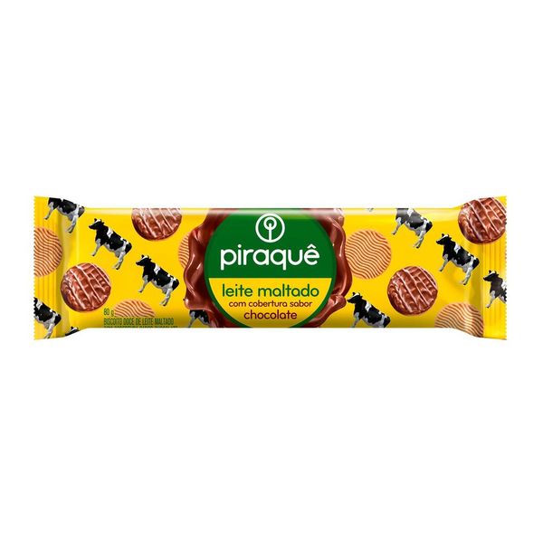 Biscoito Leite Maltado Cobertura Chocolate Piraquê 80g