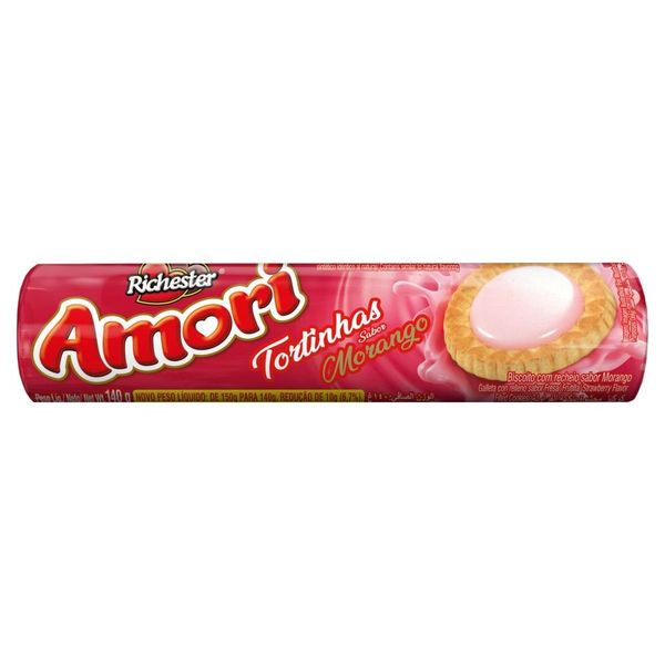 Biscoito Recheio Morango Richester Amori Tortinhas 140g