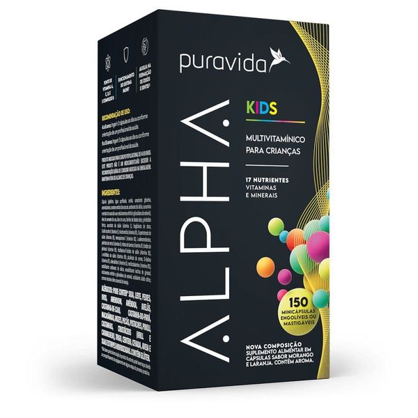 Vitaminas para Crianças Puravida Alpha Kids 150 Minicápsulas Mastigáveis