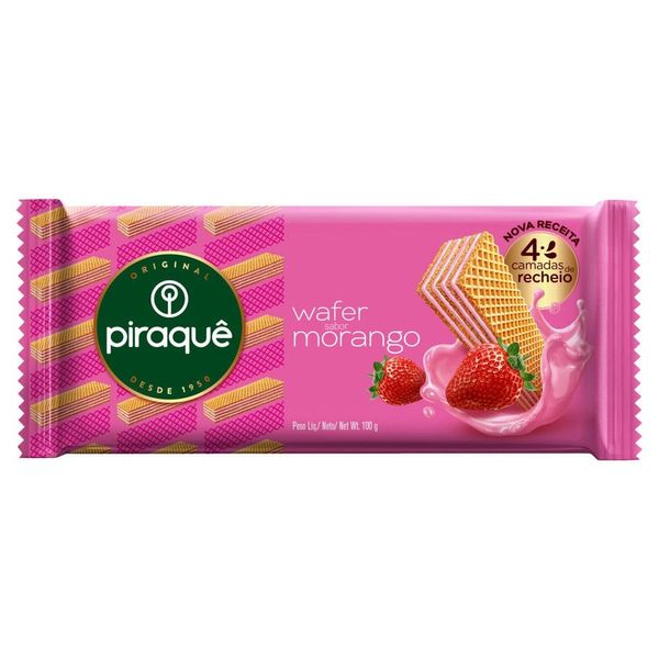 Biscoito Wafer Recheio Morango Piraquê 100g