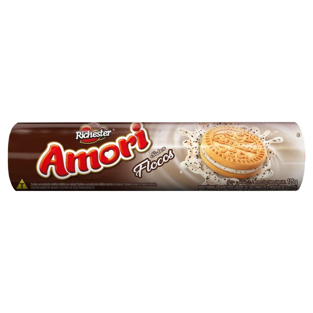 Biscoito Recheio Flocos Richester Amori 125g