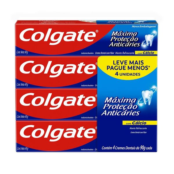 Creme Dental Colgate Máxima Proteção Anticáries 90g 4 unid com Desconto