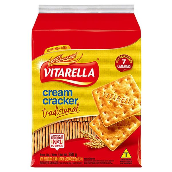 Biscoito Cream Cracker Amanteigado Tradicional Vitarella 350g Biscoito Cream Cracker Amanteigado Tradicional Vitarella 350g
