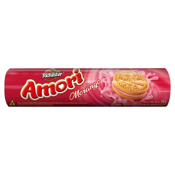 Biscoito Recheio Morango Richester Amori 125g