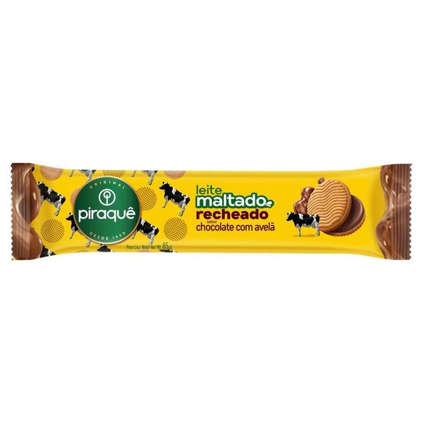Biscoito Leite Maltado Recheio Chocolate com Avelã Piraquê 85g Biscoito Leite Maltado Recheio Chocolate com Avelã Piraquê 85g