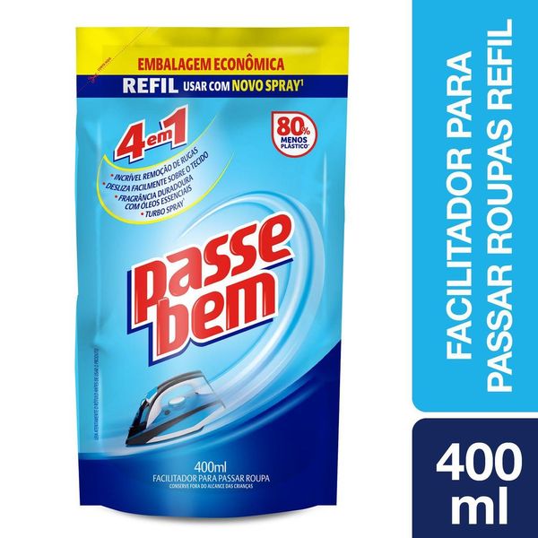 Facilitador de Passar Roupas Passe Bem 4 em 1 Refil 400ml