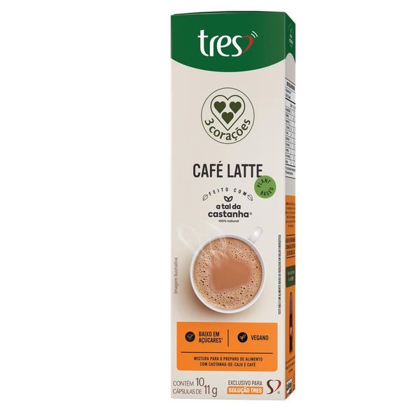 Capsula A Tal da Castanha de Café Latte Vegano 3 Corações 10 unid