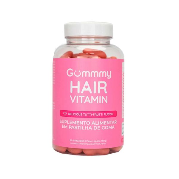 Suplemento Alimentar em Partilha de Goma Gummy Hair Vitamin Tutti-Frutti Pote 180g Contém 60 Unidades