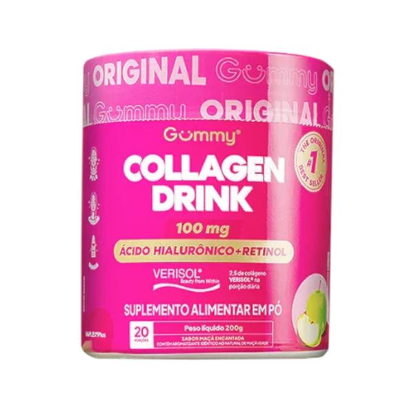 Suplemento Alimentar em Pó Gummy Collagen Drink Sabor Maçã Pote 200g
