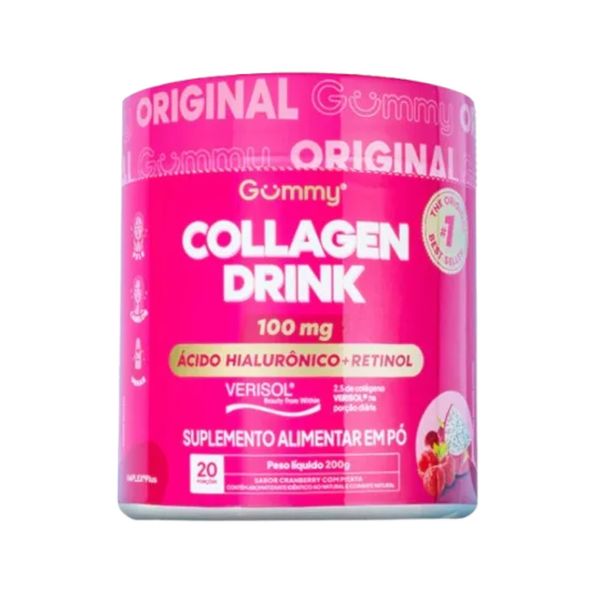 Suplemento Alimentar em Pó Gummy Drink Sabor Cranberry Pote 200g