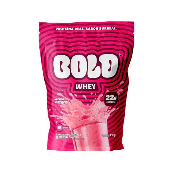 Suplemento Alimentar em Pó Bold Whey 22g de Proteína Sabor Morango Embalagem 450g