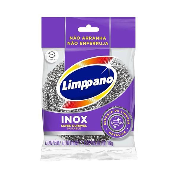 Esponja  de Aço Inox Limppano 12g Embalagem 1 Unidade