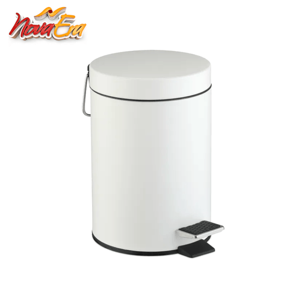 Lixeira em Aço Inox Nova era Branca com pedal 5L