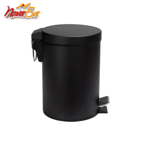 Lixeira em Aço Inox Nova era Preta com pedal 12L