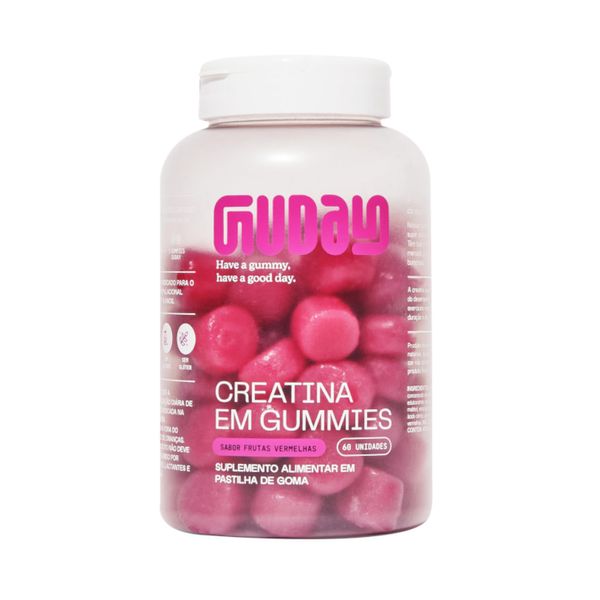 Suplemento Alimentar em Pastilha Guday Creatina em Gummies Sabor Frutas Vermelhas Contém 60 Unidades